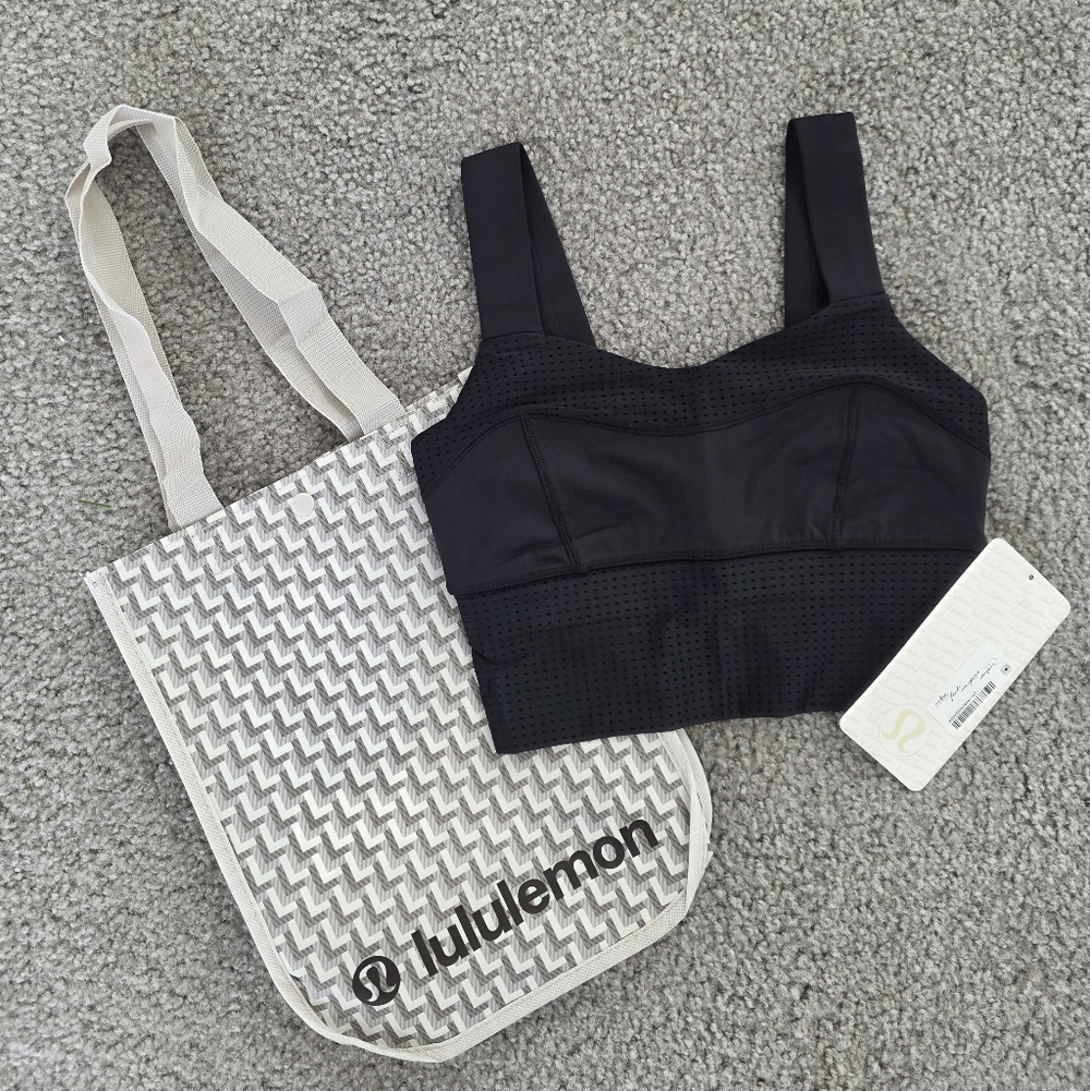 Lululemon Var-City Long Line Bra Black NEW WITH TAGS & BAG Size 2